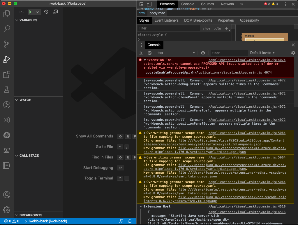 Extension host terminated unexpectely and cannot debug java projects ...