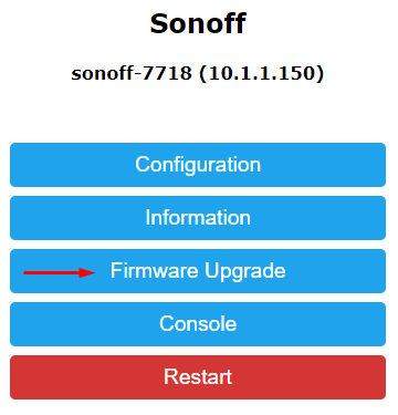 Firmware Upgrade screen