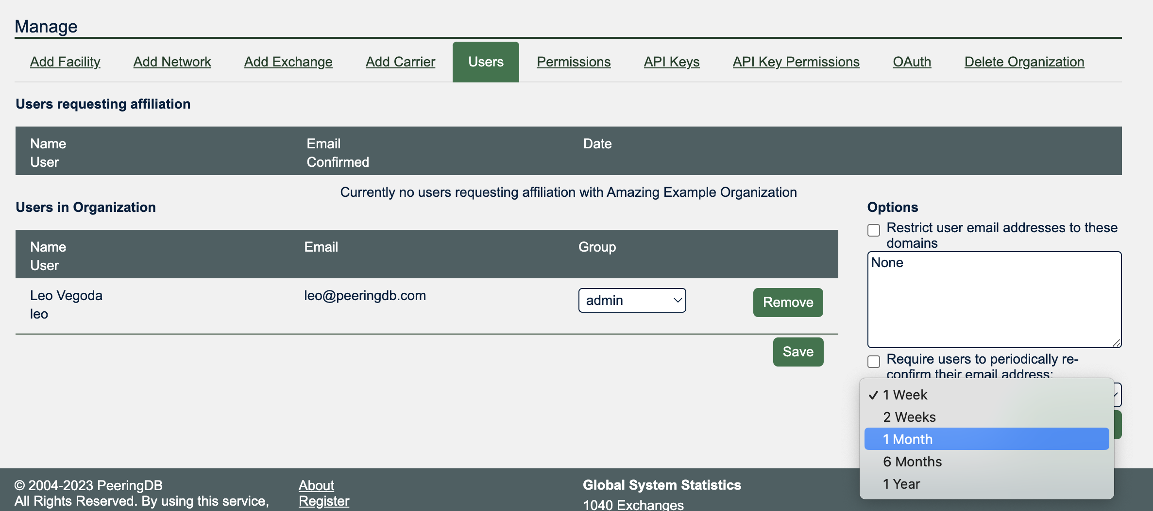 Improve email confirmation control - add 3 month option & maybe set new ...