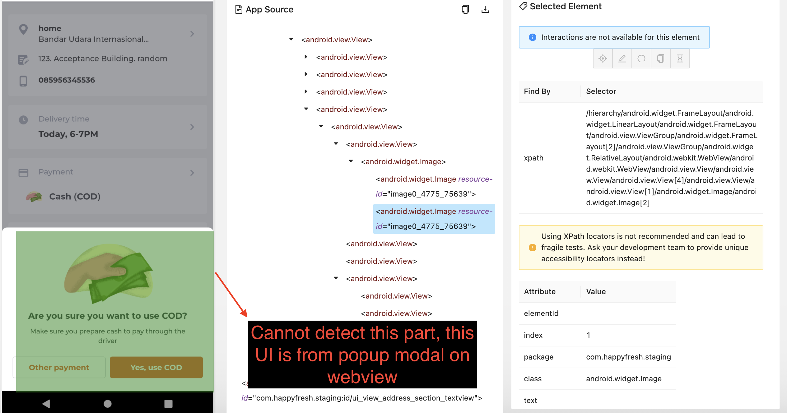 After pop up appium can't find any elements on hybrid app · Issue