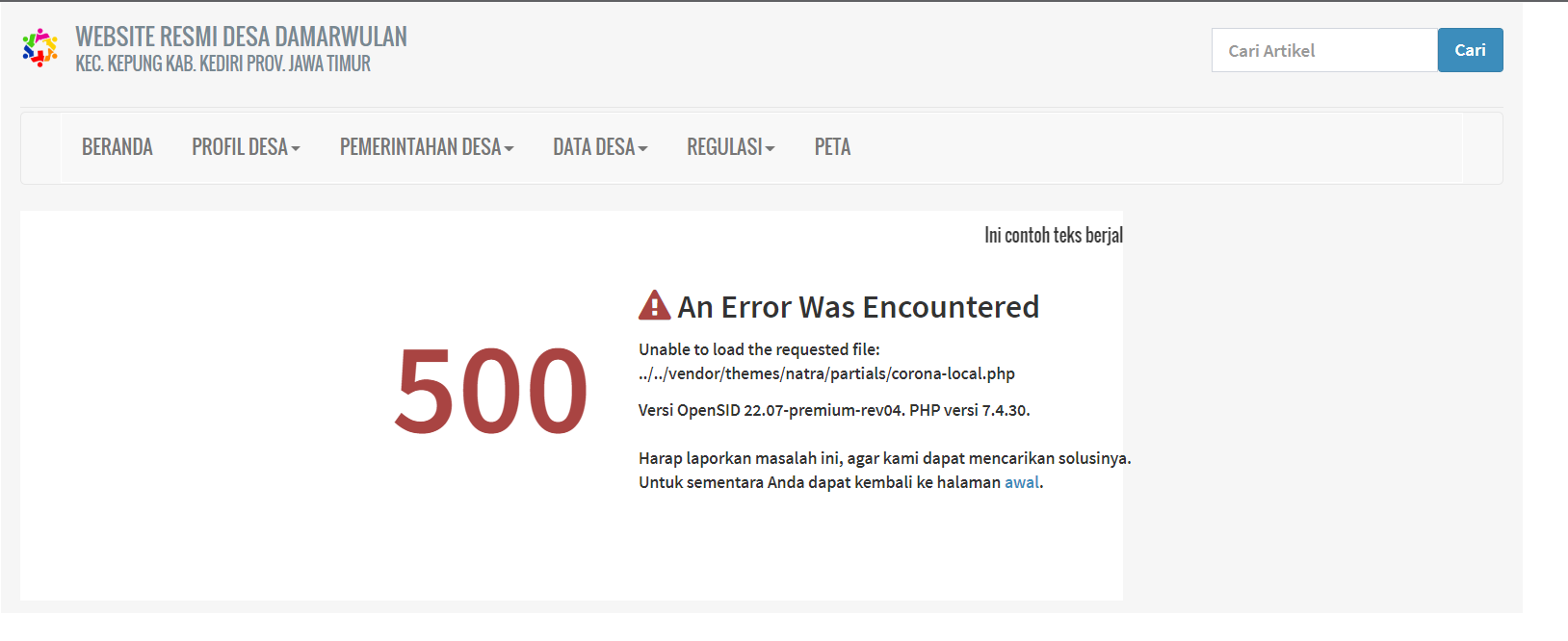 [Bug] error pada saat pengaturan covid desa di aktifkan · Issue #124 ...