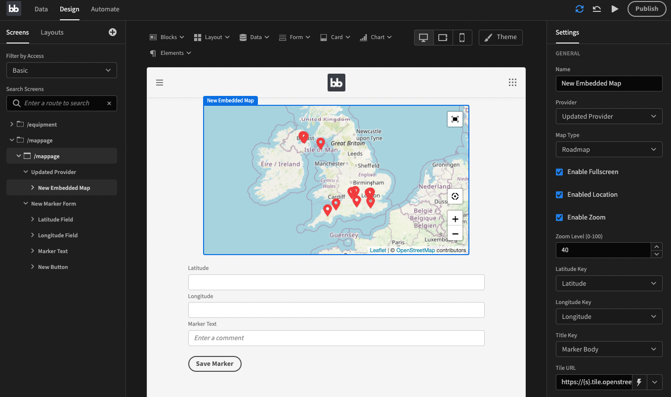 Feature/map component by deanhannigan · Pull Request 4856 · Budibase