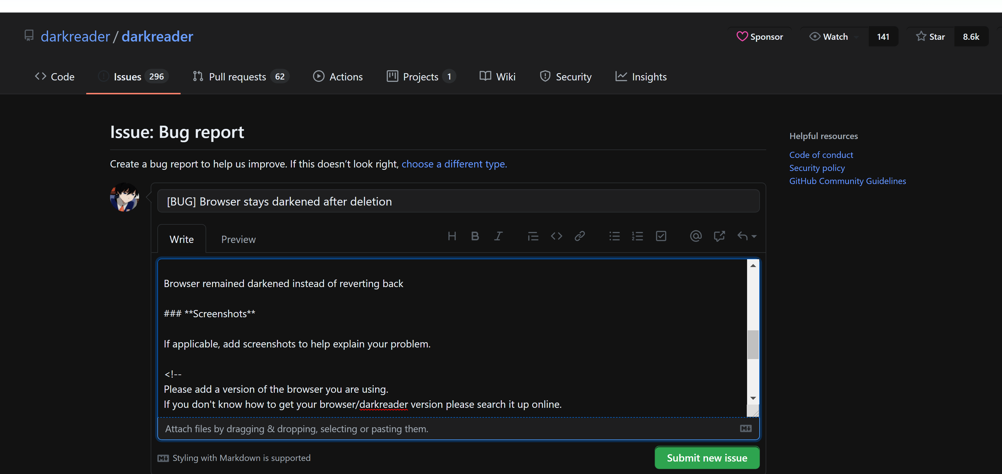 [BUG] Browser stays darkened after deletion · Issue #4376 · darkreader ...
