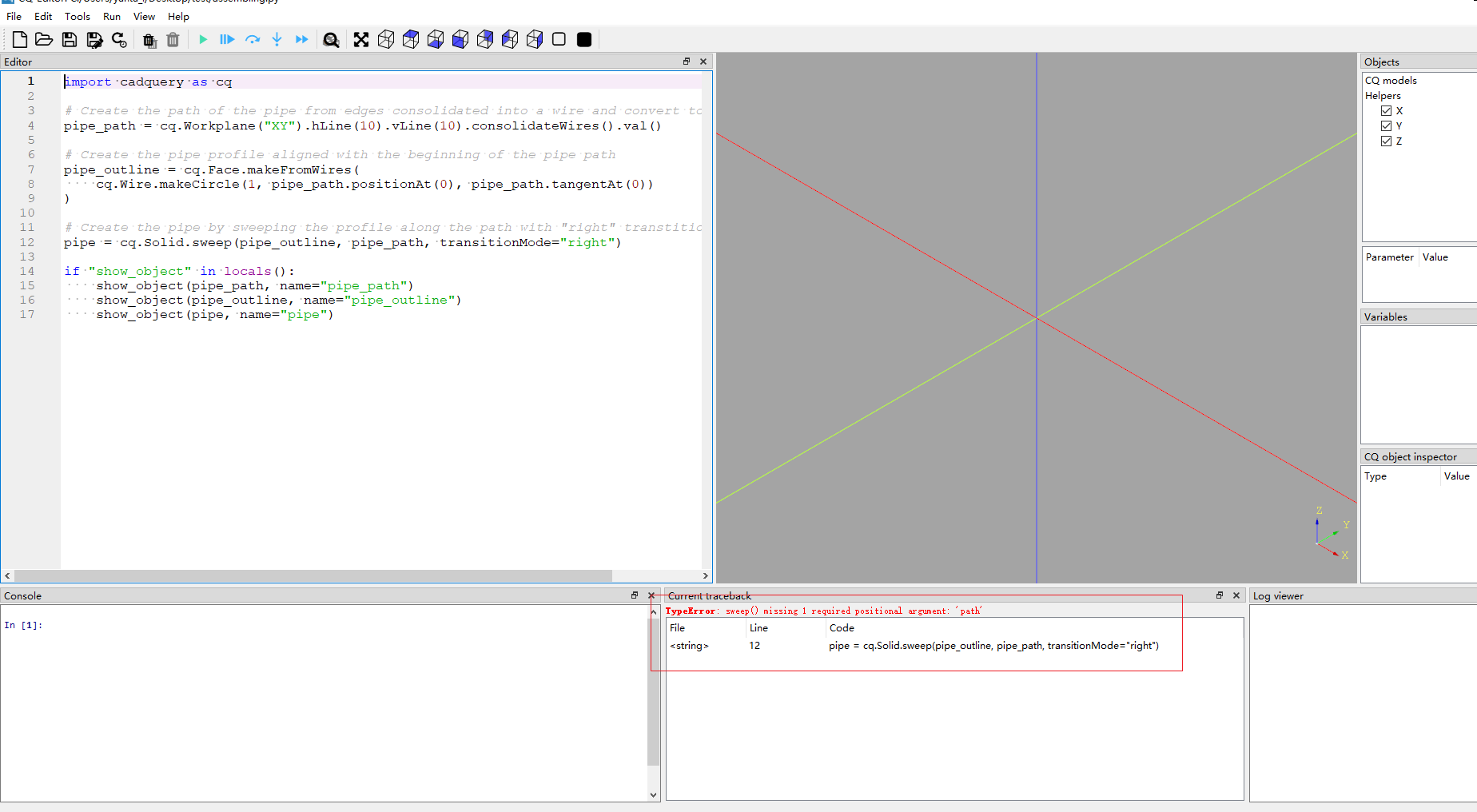 I want to use the pipeline function of cadquery to generate a model ...