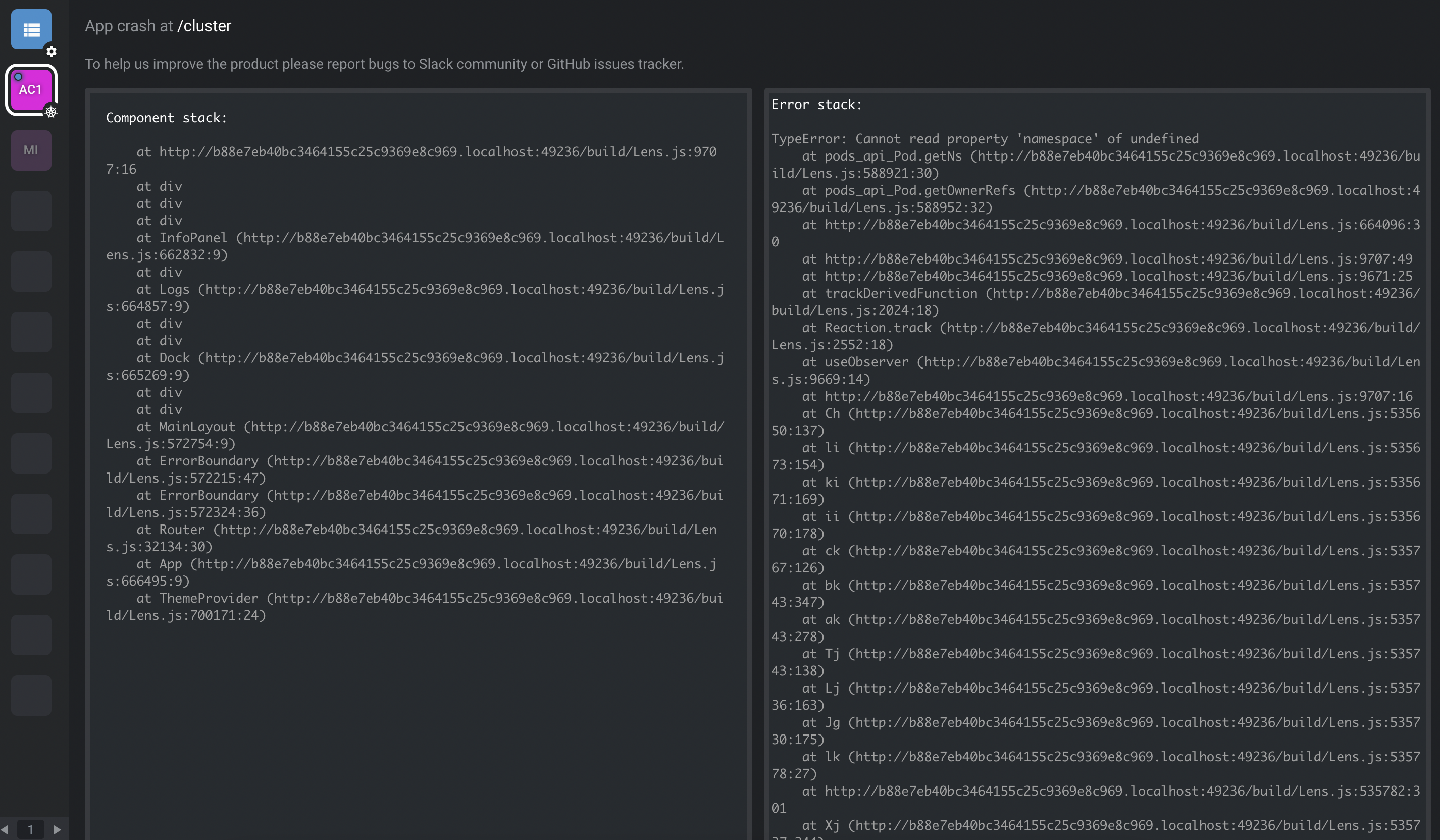 App crash at /cluster · Issue #4143 · lensapp/lens · GitHub