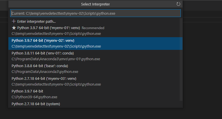 Virtual environments are not removed when `python.venvPath` is cleared ...