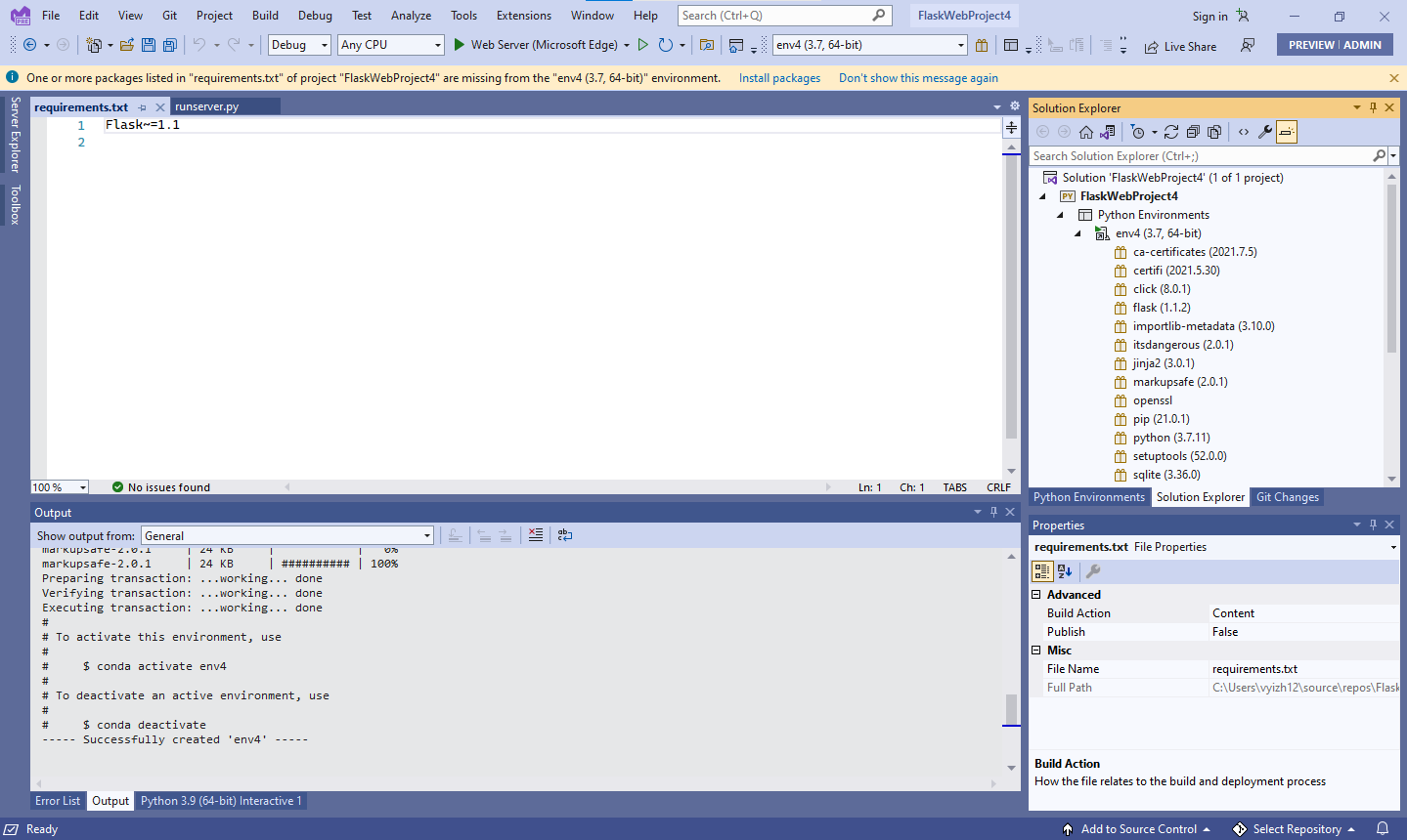 Missing package check doesn't understand flask requirements · Issue