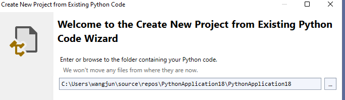 Failed to set startup file when create new project from existing python ...