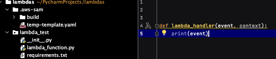 Python Lambda gutter icon uses incorrect handler path when making run ...