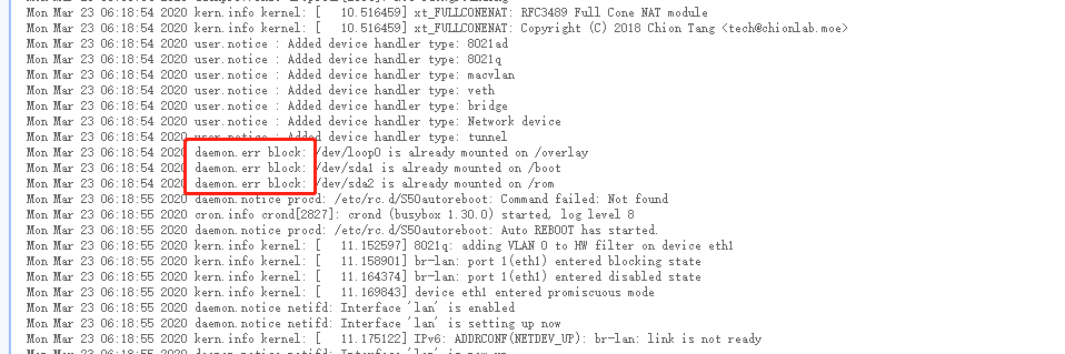 抓日志看到了俩报错，不知道是否重要 · Issue #3958 · coolsnowwolf/lede · GitHub