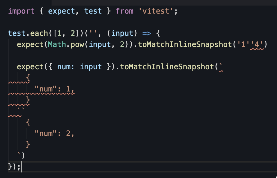 Inline snapshot doesn't work with `test.each()` · Issue 3329 · vitest