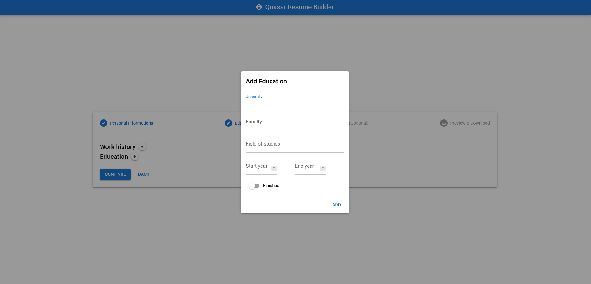 GitHub - AndrianBalanescu/quasar-resume-app: Resume Builder made with ...
