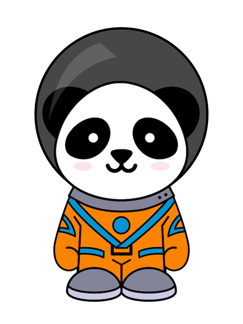 alt="panda in a spacesuit"