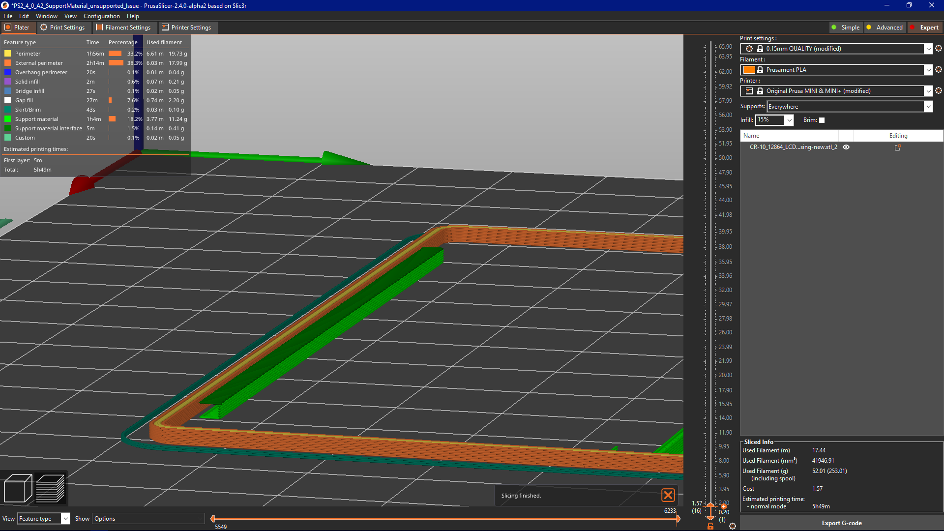 Automatically generated support structures are missing walls, such that