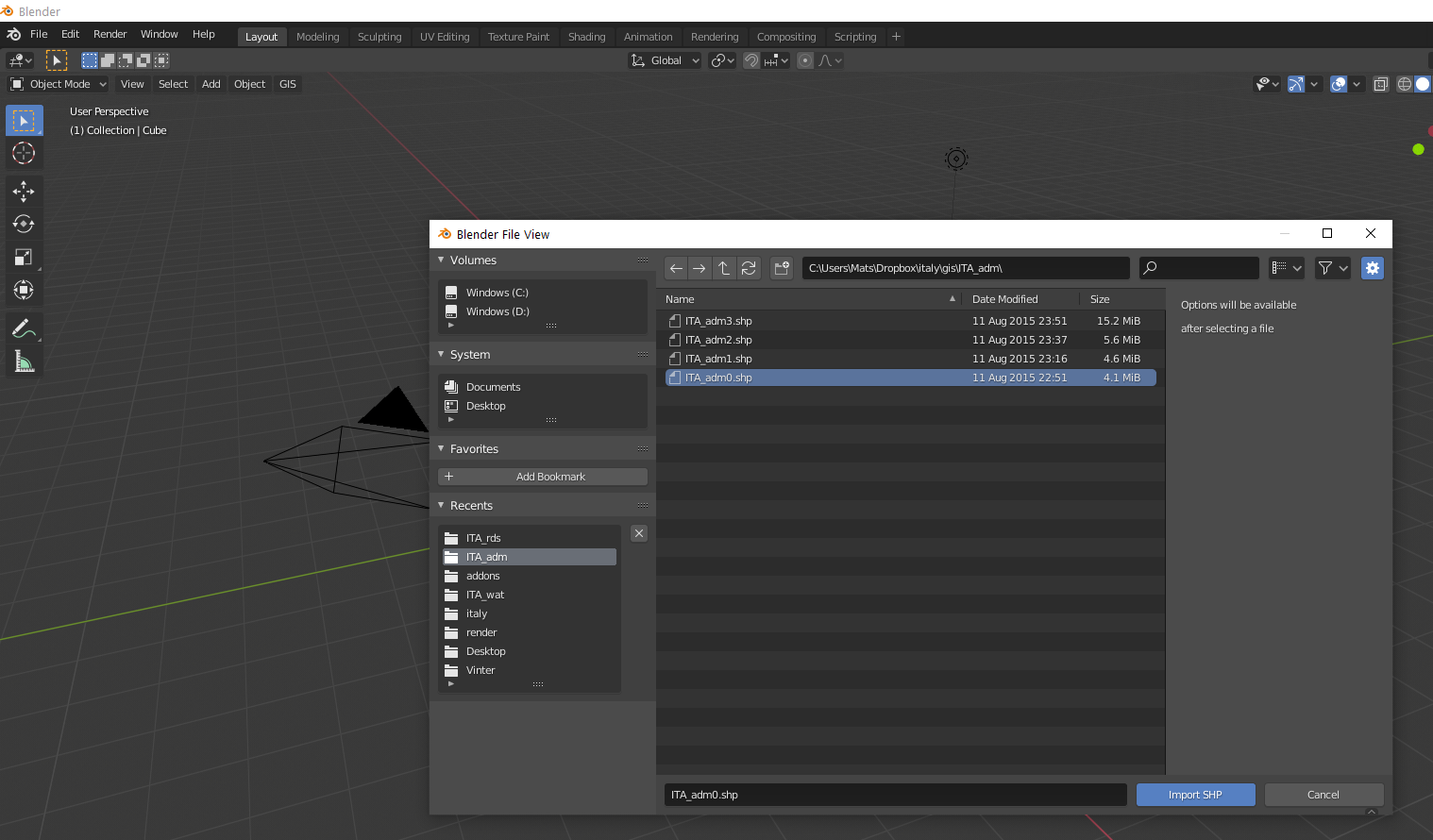 Blender Crashes when trying to edit imported shpfile that contains