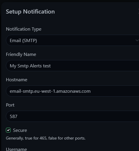 AWS SES (smtp) not working · Issue #360 · louislam/uptime-kuma · GitHub
