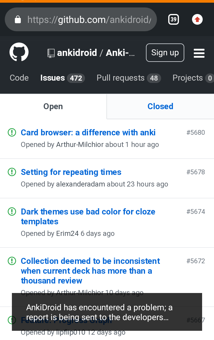 Constant AnkiDroid Bug · Issue #5681 · ankidroid/Anki-Android · GitHub