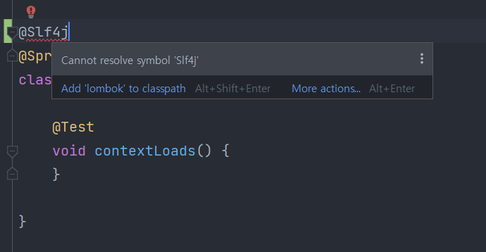 lombok 해결전 에러