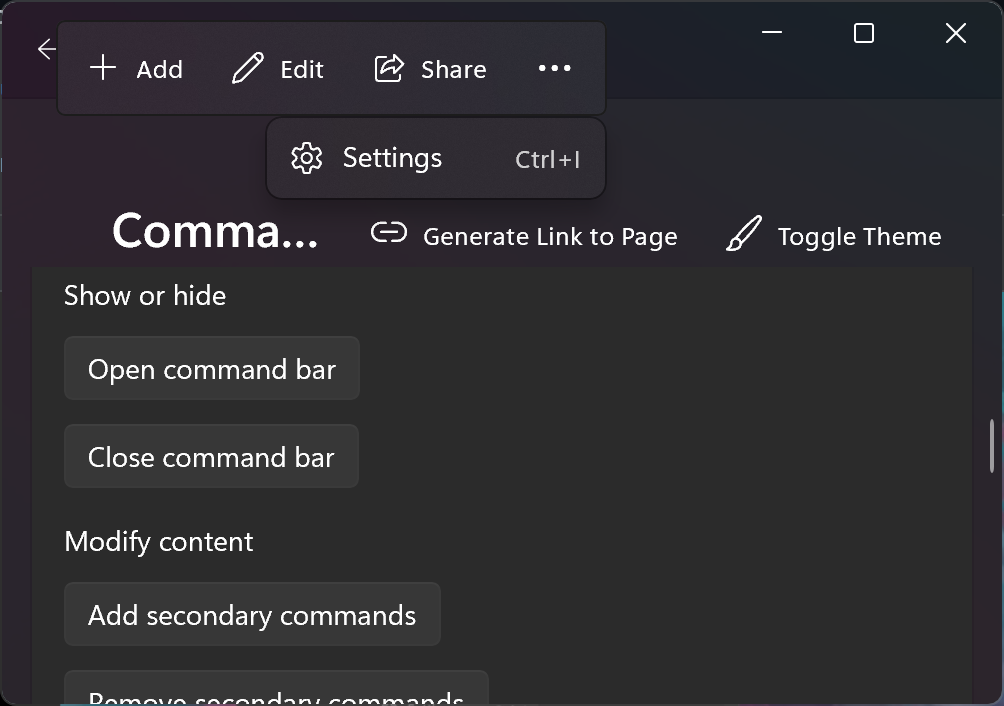CommandBar can be scrolled while expanded which can cause the popups to ...