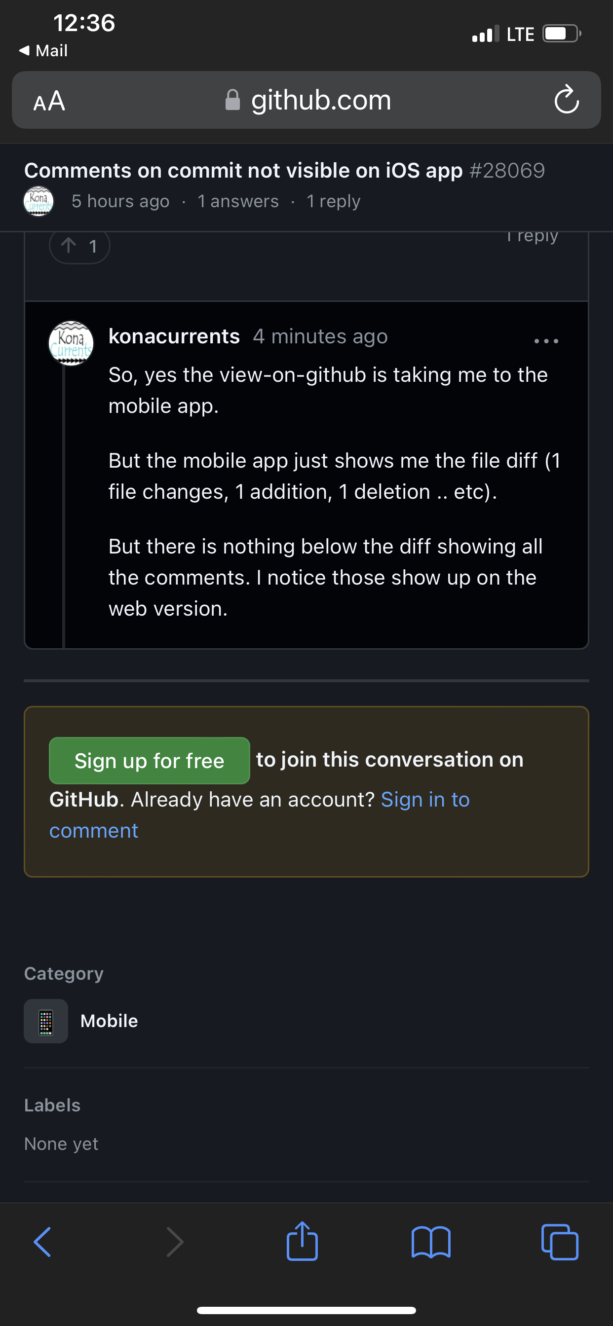 Comments on commit not visible on iOS app · community · Discussion ...