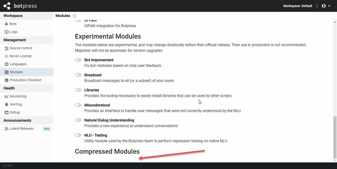 [FEATURE] Modules -> No module indicator · Issue #1268 · botpress/v12 ...