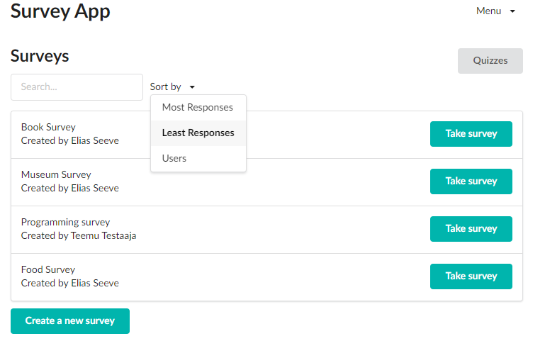 GitHub - eseeve/survey-app: Survey App is used to create short surveys ...