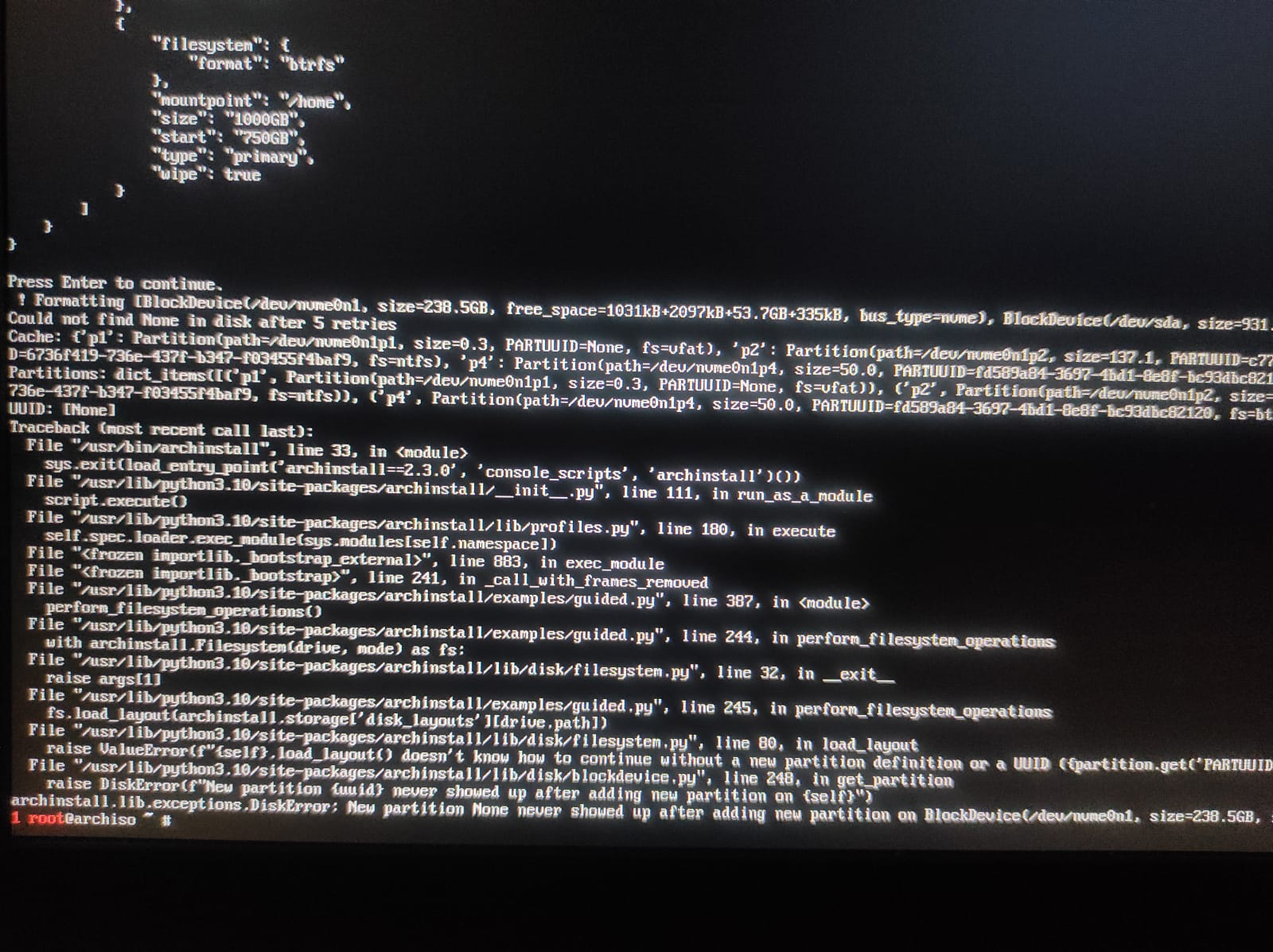 Archinstall failing on real hardware · Issue #885 · archlinux ...