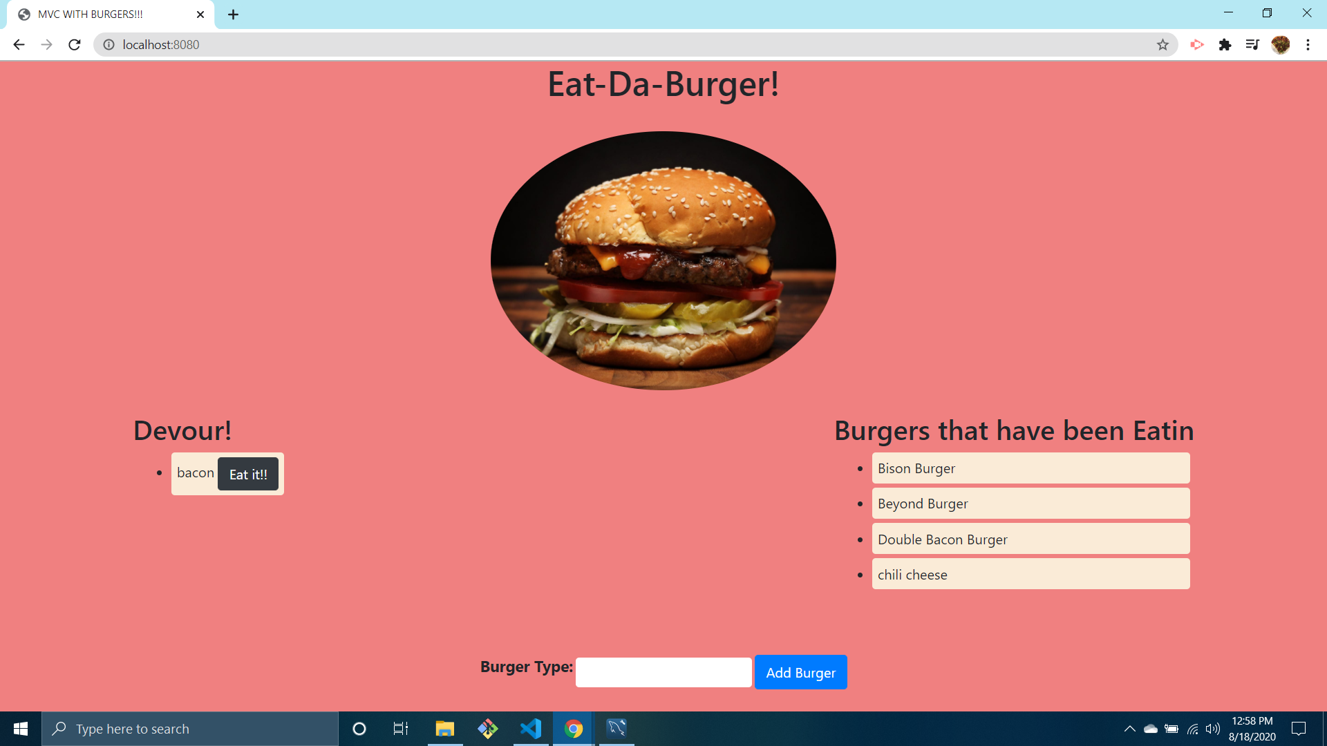 GitHub - huicho510/burger: Full-stack MVC application · GitHub