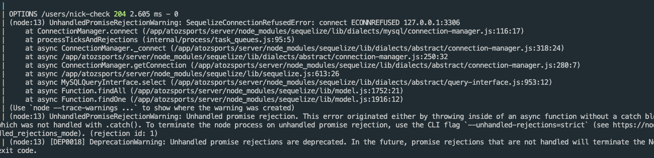 [Error] docker sequelize 연결 실패 · Issue #112 · codestates/AtoZsports ...