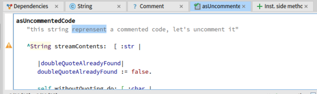 Typo in String>>#asUncommentedCode · Issue #14725 · pharo-project/pharo ...