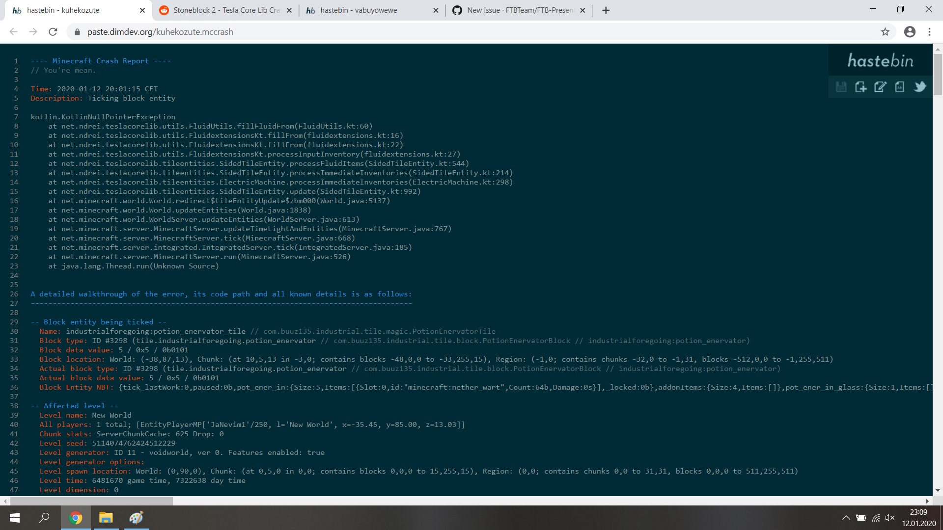 Stoneblock2 Crash Issue 695 Ftbteam Ftb Presents Stoneblock 2 Github