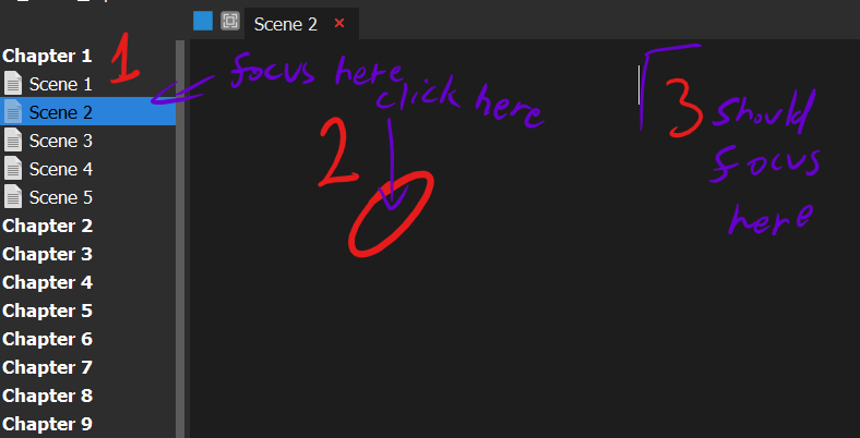 Focus should move to text editor when clicking outside text border ...