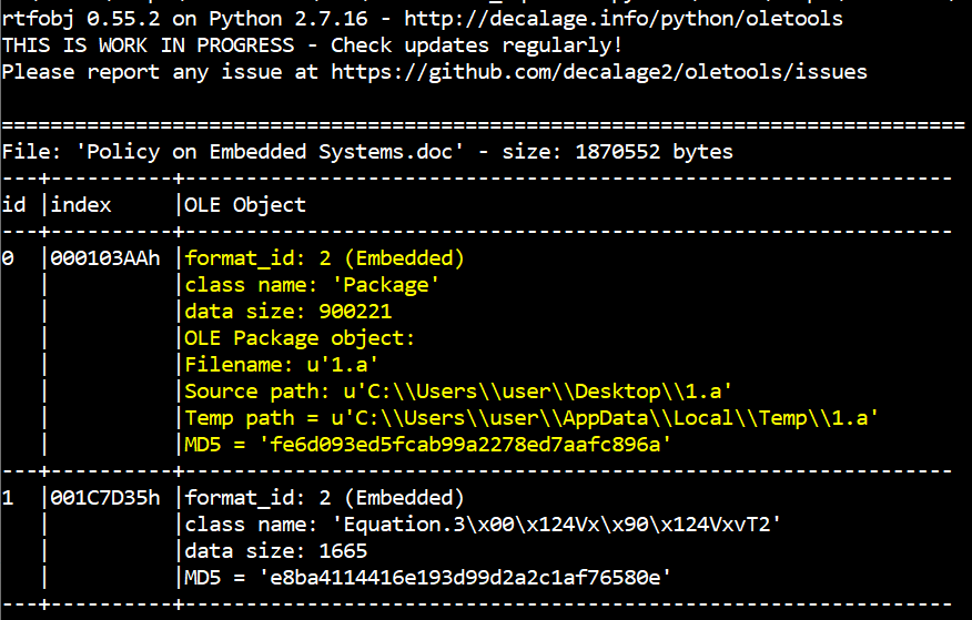 rtfobj: OLE object not detected as Equation Editor exploit · Issue #525 ...