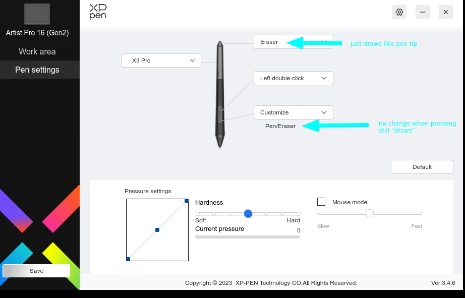 xppen eraser not working, buttons not mapped as expected · Issue 826