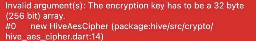 invalid argument(s) the encryption key has to be 32 byte (256 bit ...