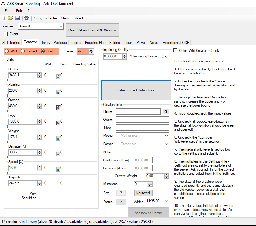 Unable to add breed direwolf · Issue #360 · cadon/ARKStatsExtractor ...