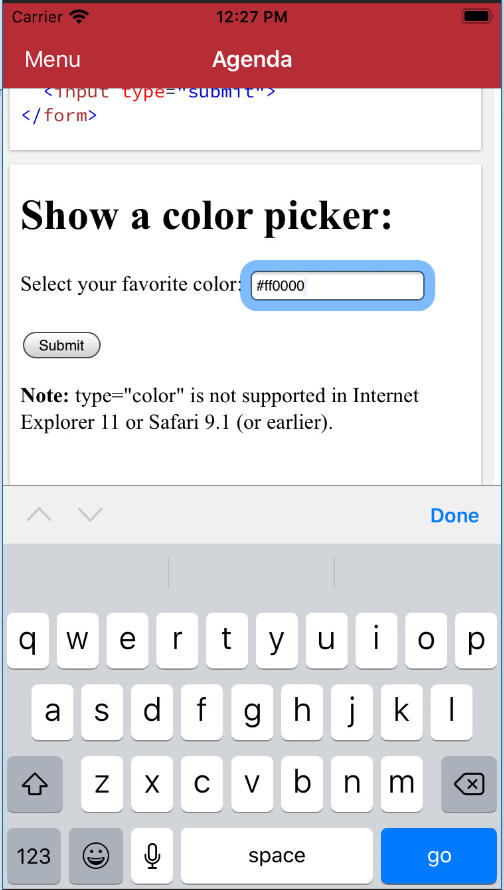 [Bug] View iOS html input type="color" · Issue 9209 · xamarin