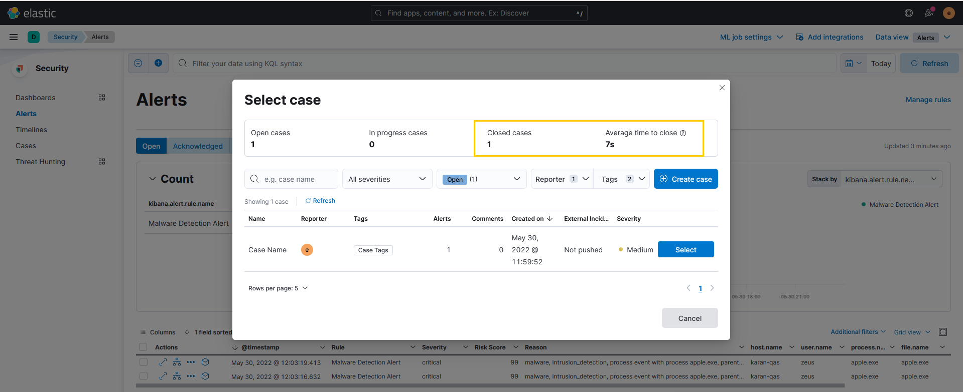 [Security Solution]Remove the Closed Cases and Average time to close ...