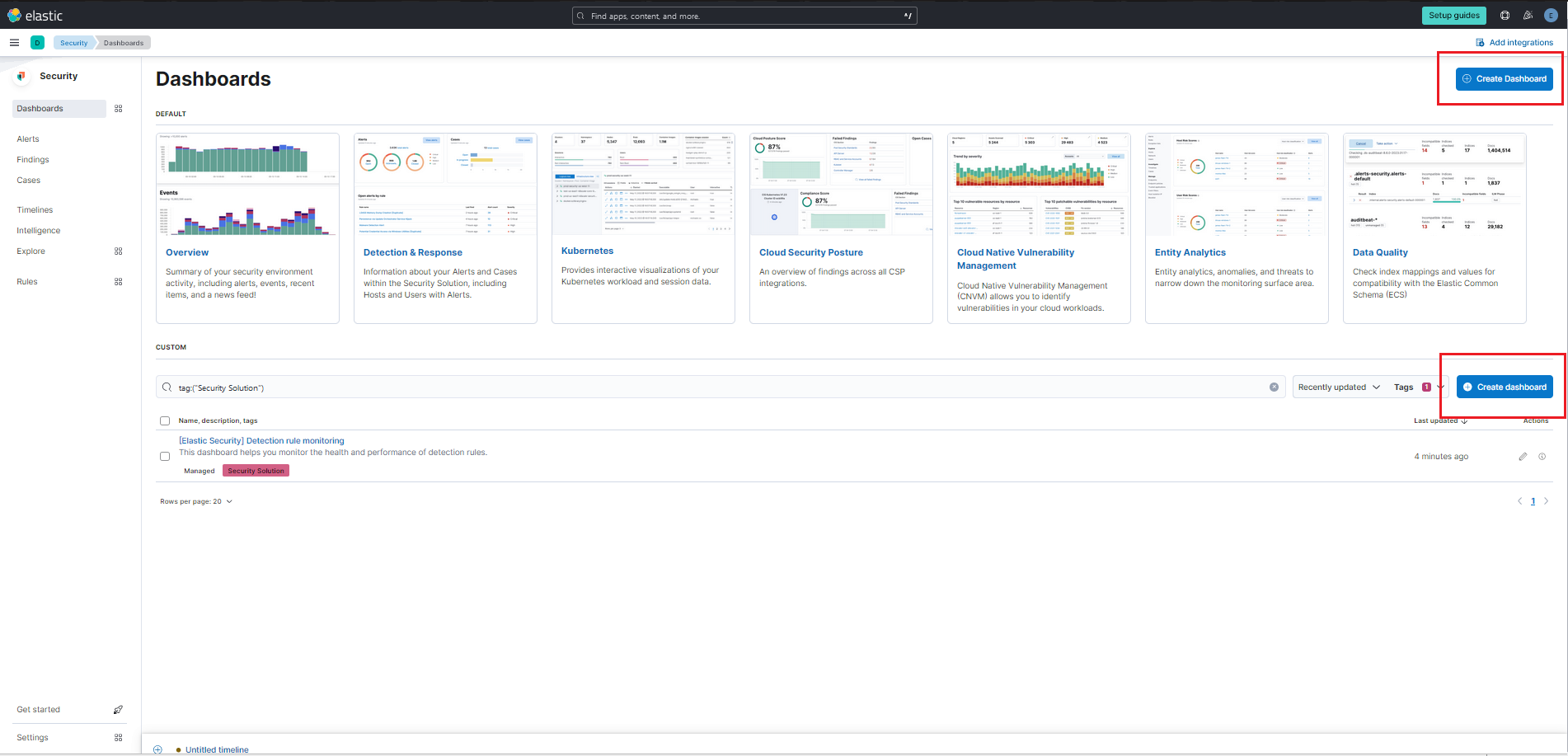 [Security Solution]Two Create Dashboard button on Security Dashboard ...