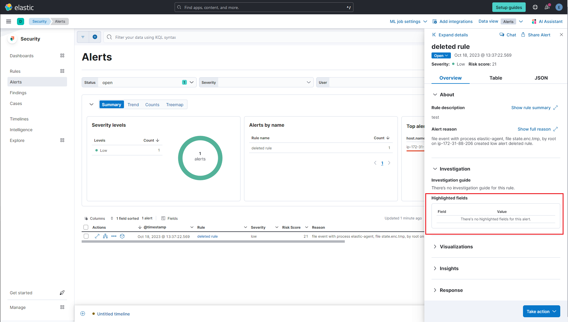 [Security Solution]Highlighted field information not available after