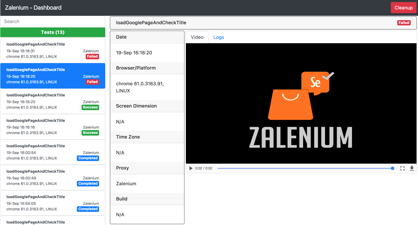 Filtering videos by test failure status · Issue 151 · zalando/zalenium