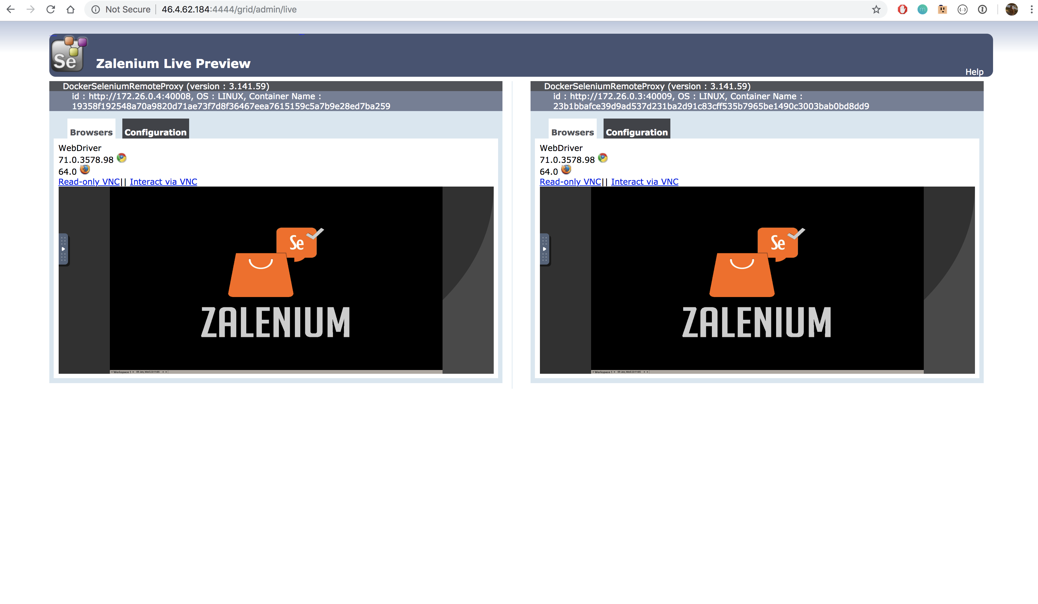 Browser timout when deploying zalenium to a server · Issue 816