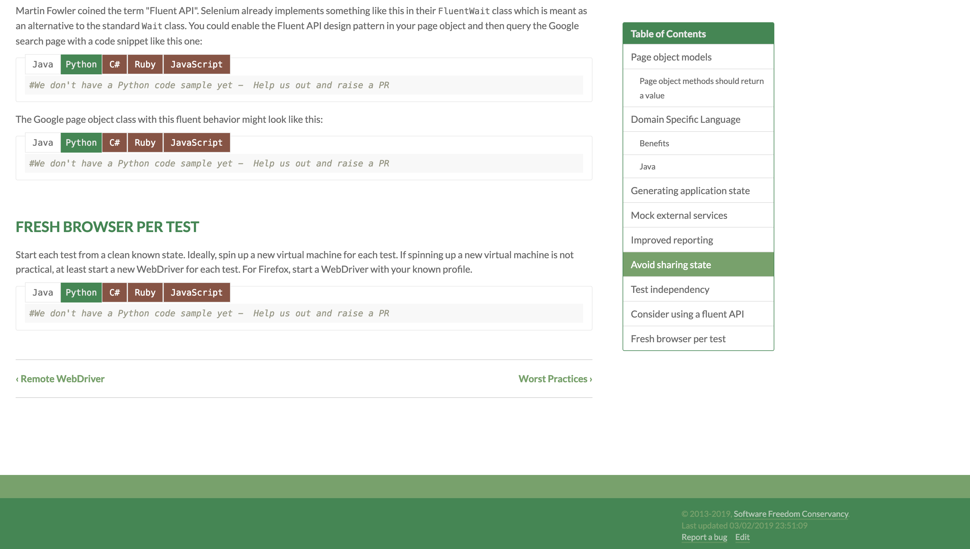 design issue (layout) · Issue #159 · SeleniumHQ/docs · GitHub