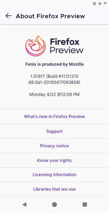 Settings - About Firefox <a href="Preview@1x">Preview@1x</a>