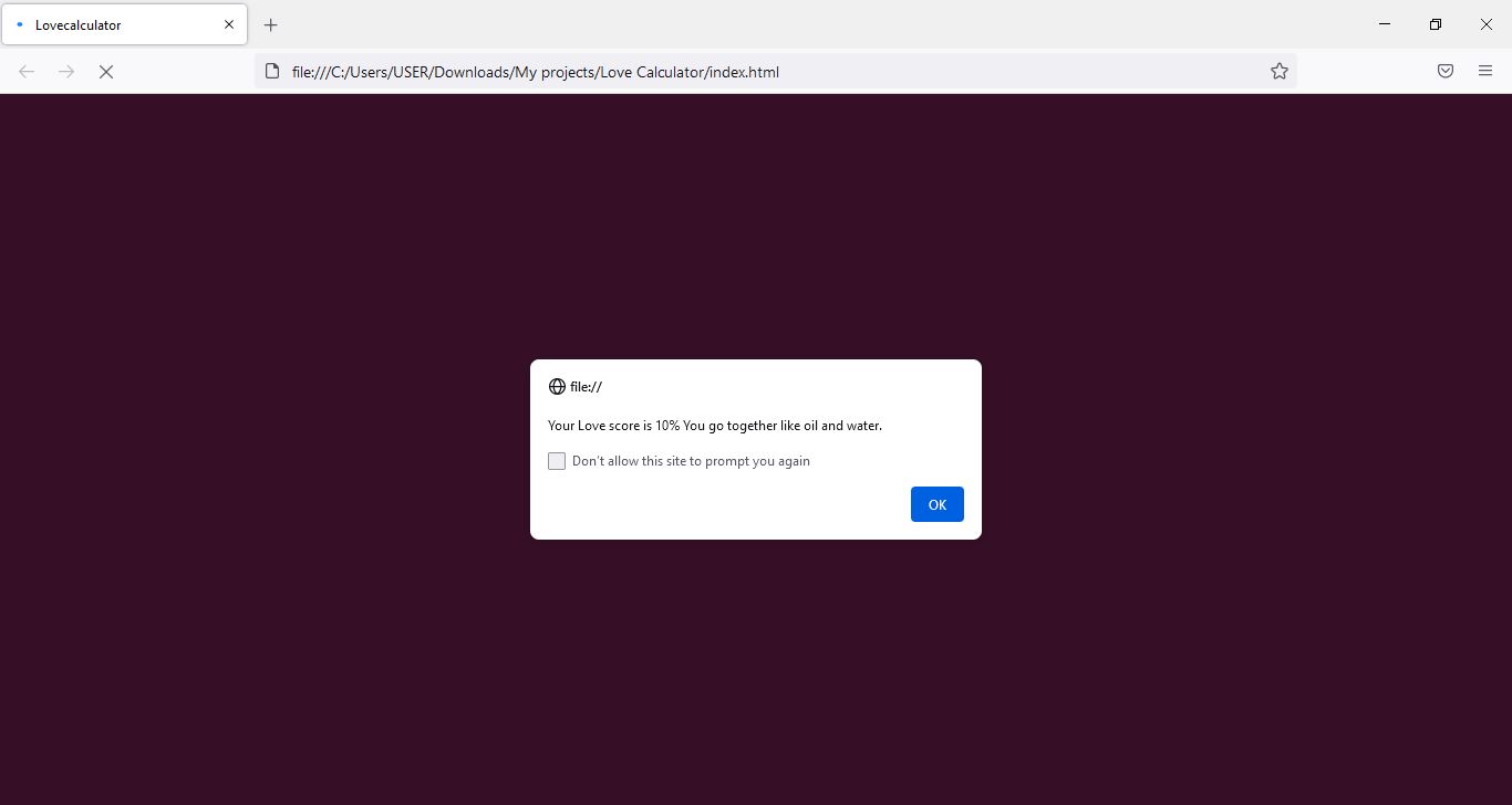GitHub - Benji-c-Ohanu/Love-Calculator: Check out your Lovescore!!