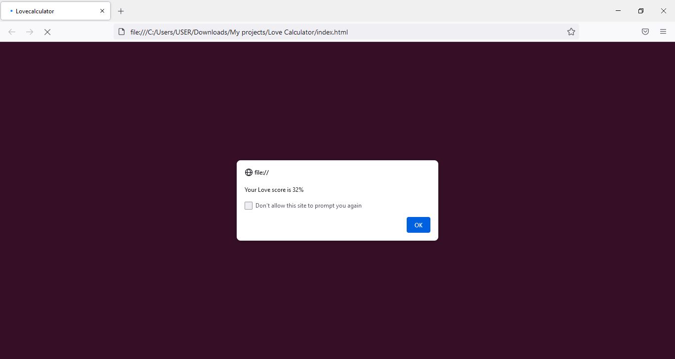 GitHub - Benji-c-Ohanu/Love-Calculator: Check out your Lovescore!!