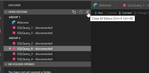 Close All Tabs · Issue #9764 · microsoft/azuredatastudio · GitHub