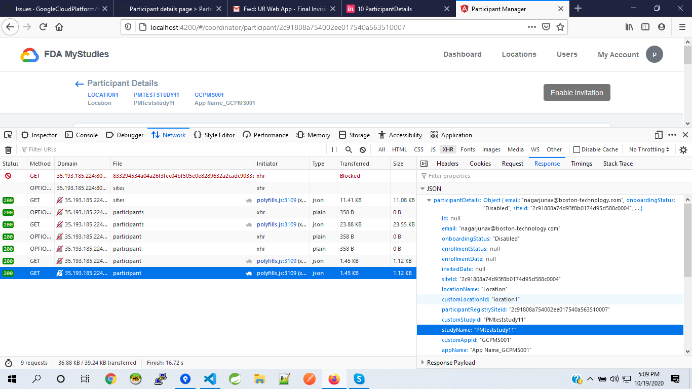 Open study > Participant details page > UI issue : Some of the fields ...