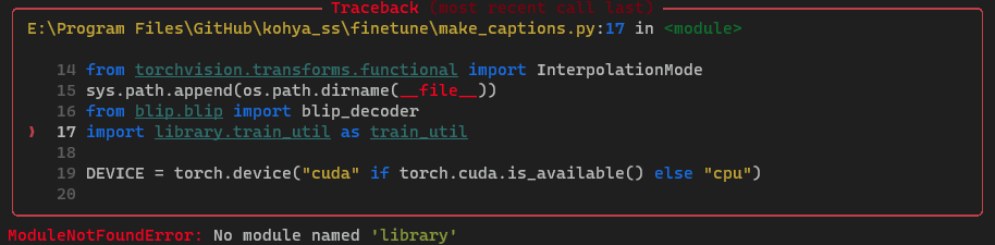 ModuleNotFoundError: No module named 'library' · Issue #1089 · bmaltais ...