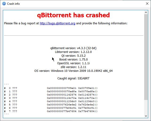qBittorrent crashes regularly · Issue 14461 · qbittorrent/qBittorrent